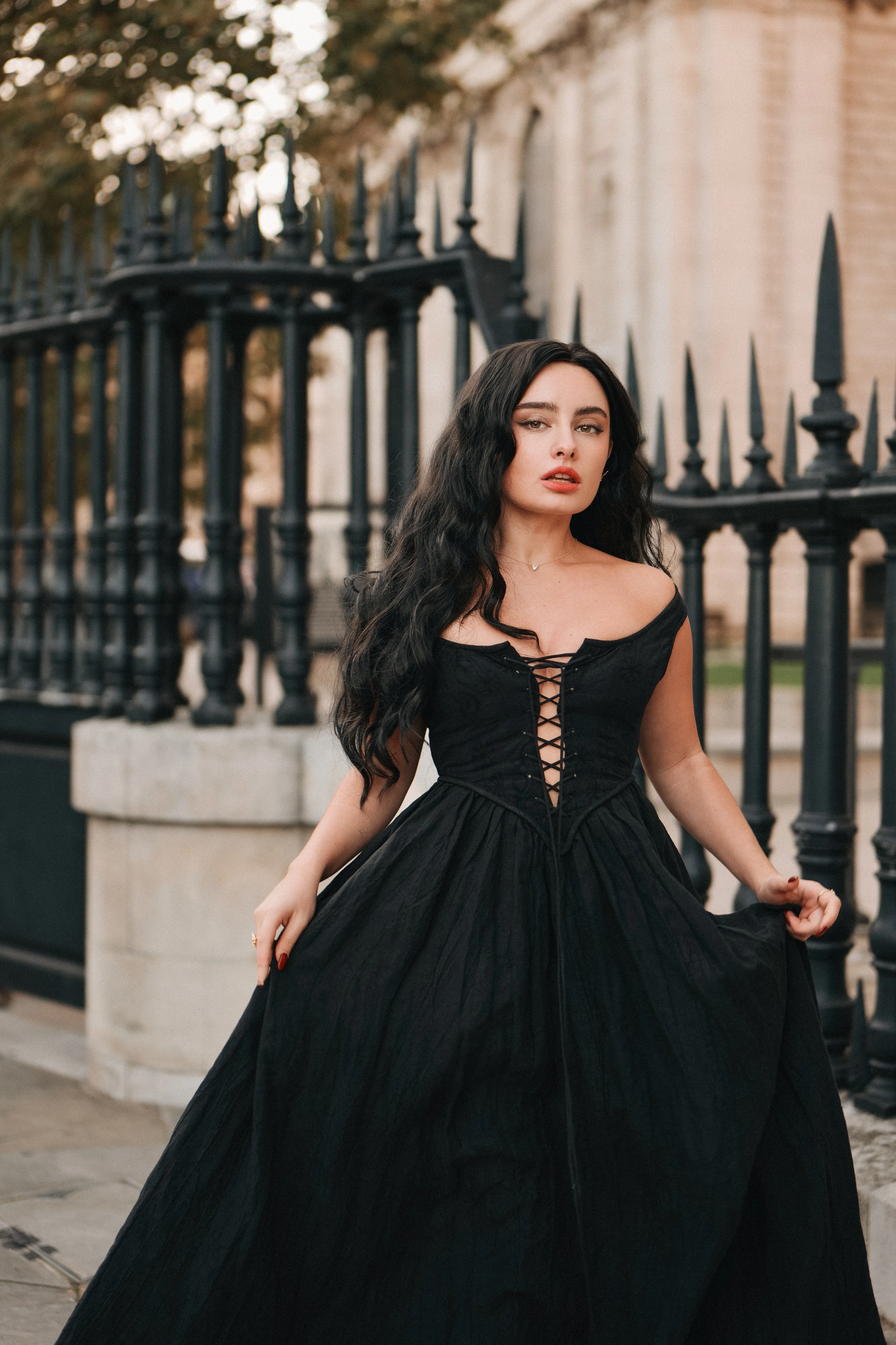 Anis 23 | Lace-up Jacquard Linen Corset Dress - Image 2