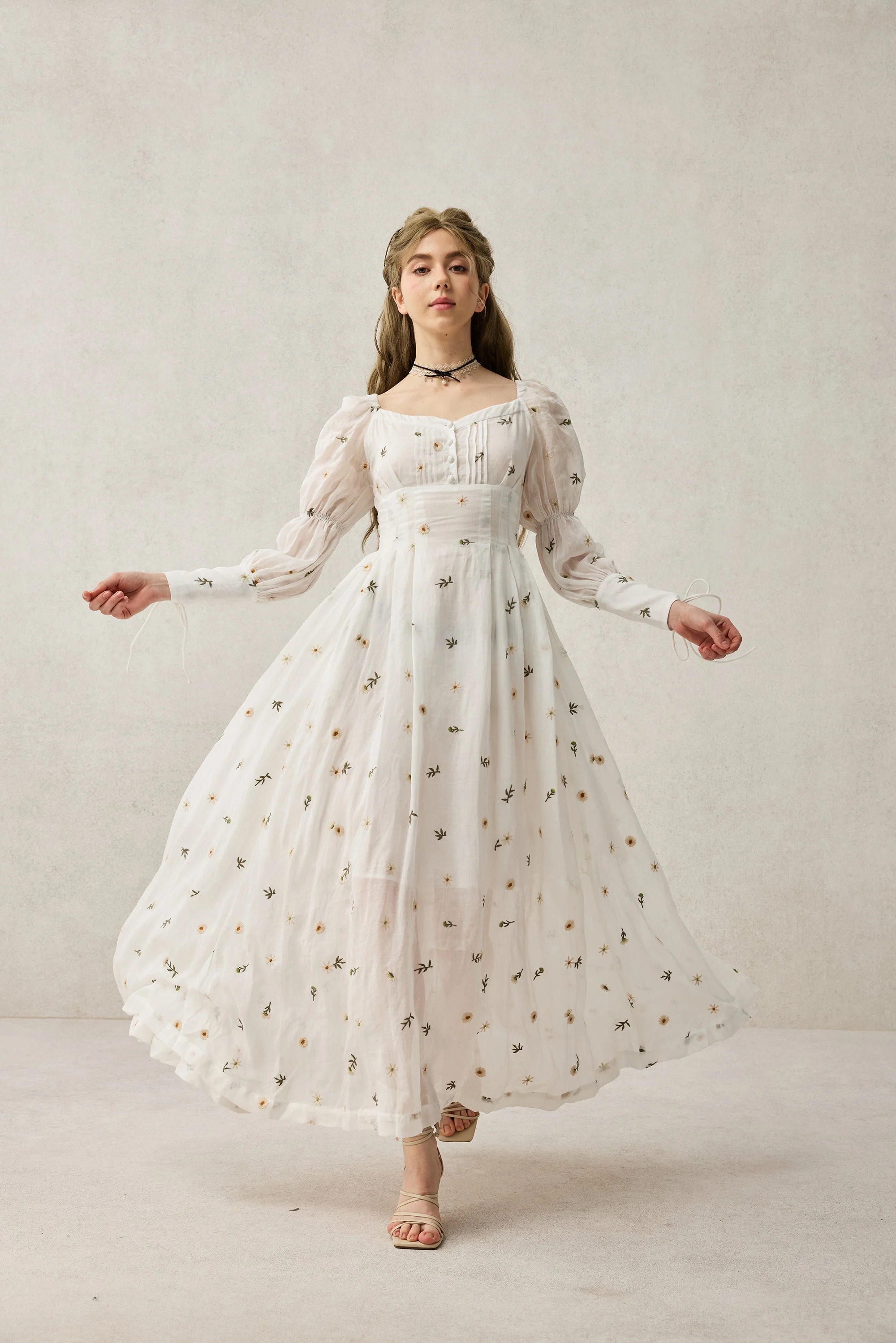 Sakura 21 | Lace-up maxi linen dress - Image 25