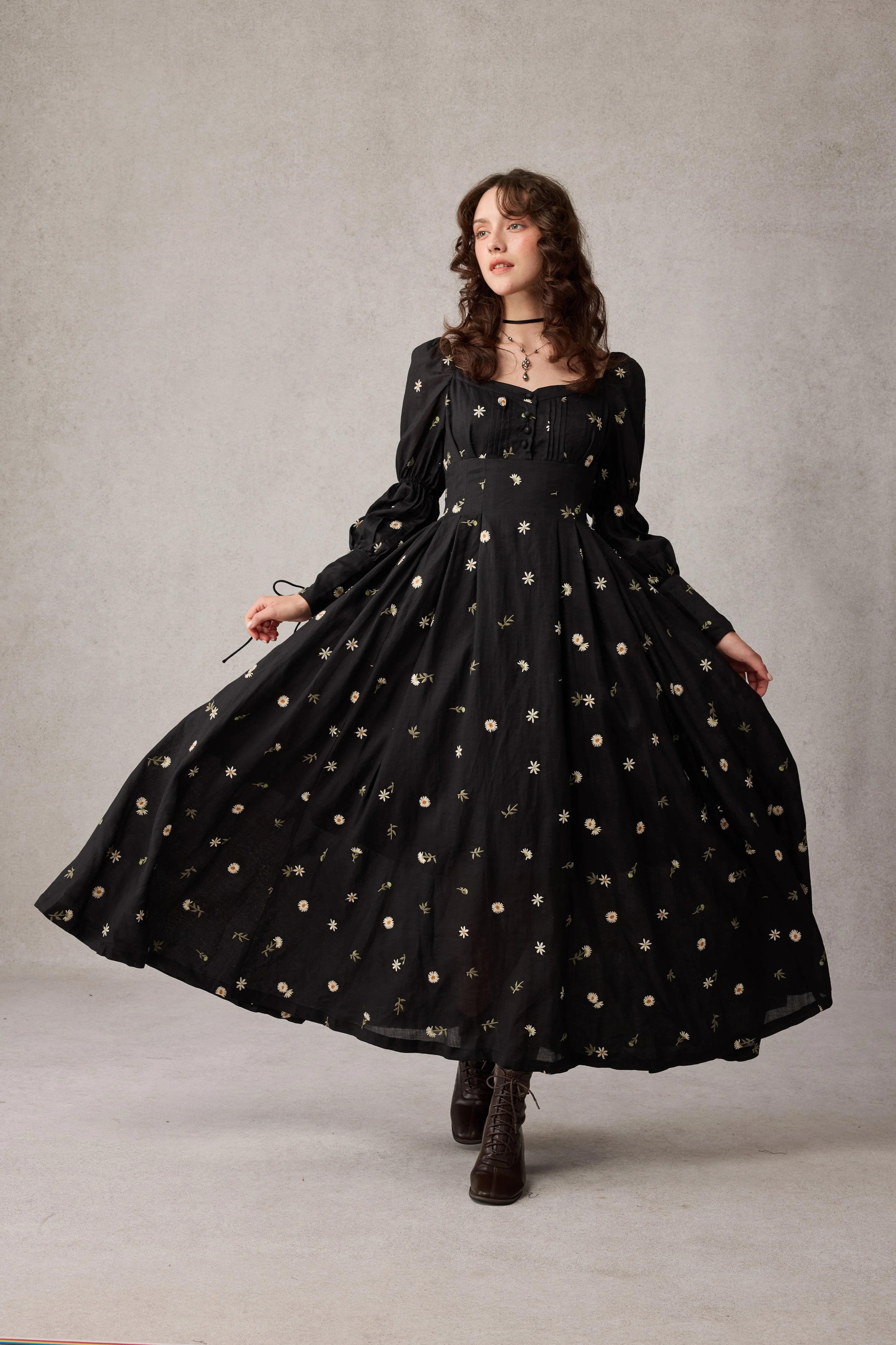 Sakura 21 | Lace-up maxi linen dress - Image 35