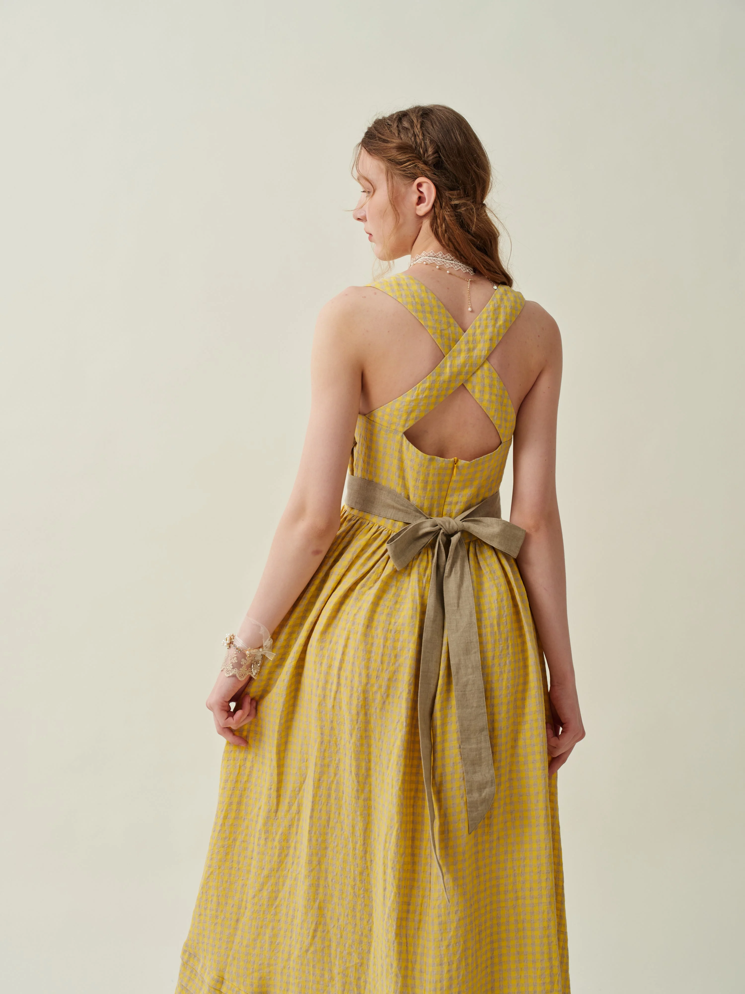 Vetiver 23 | cross back linen dress - Image 19