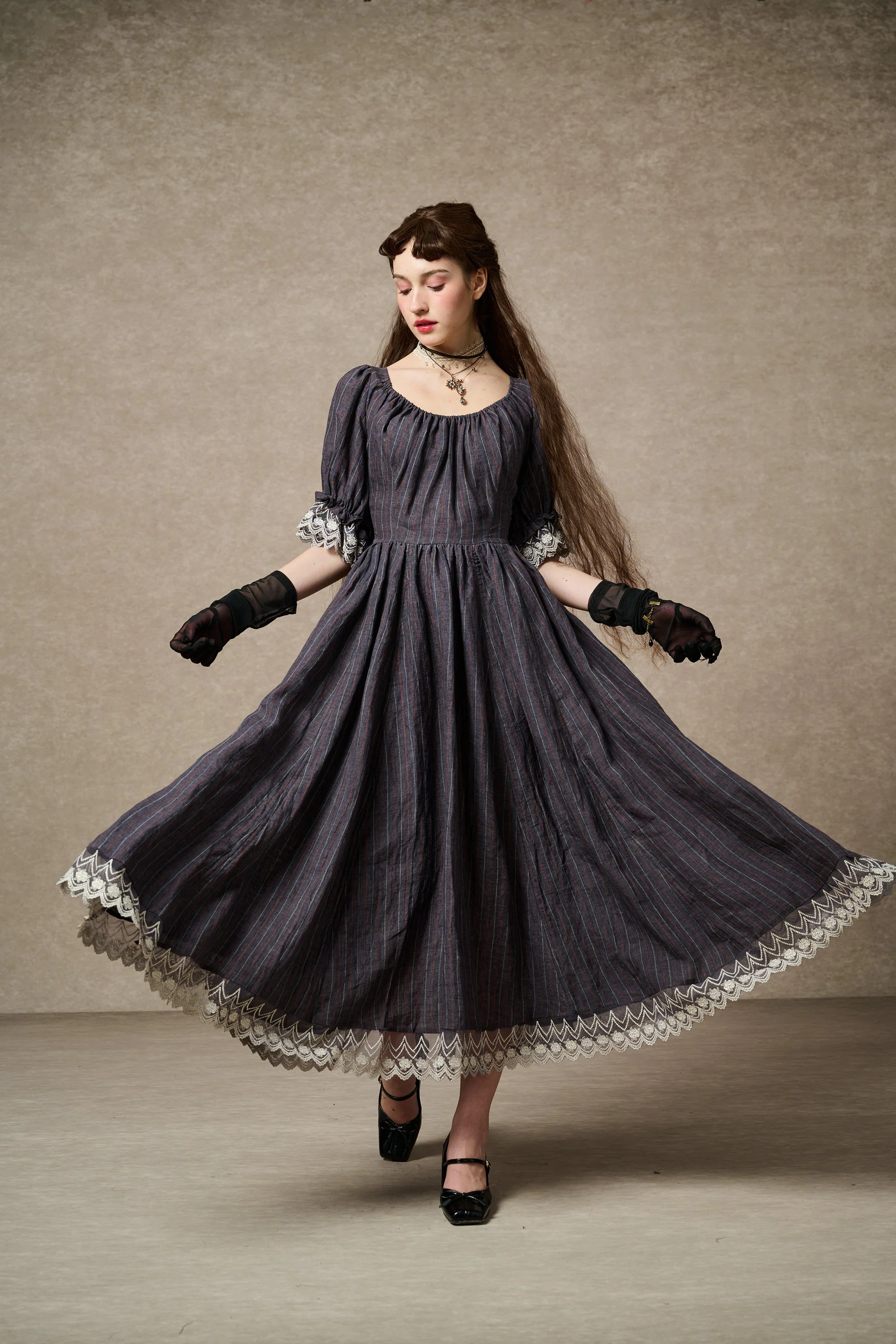 Elowen 27 | Lace Linen dress gown ( 2 way to wear ) - Image 27