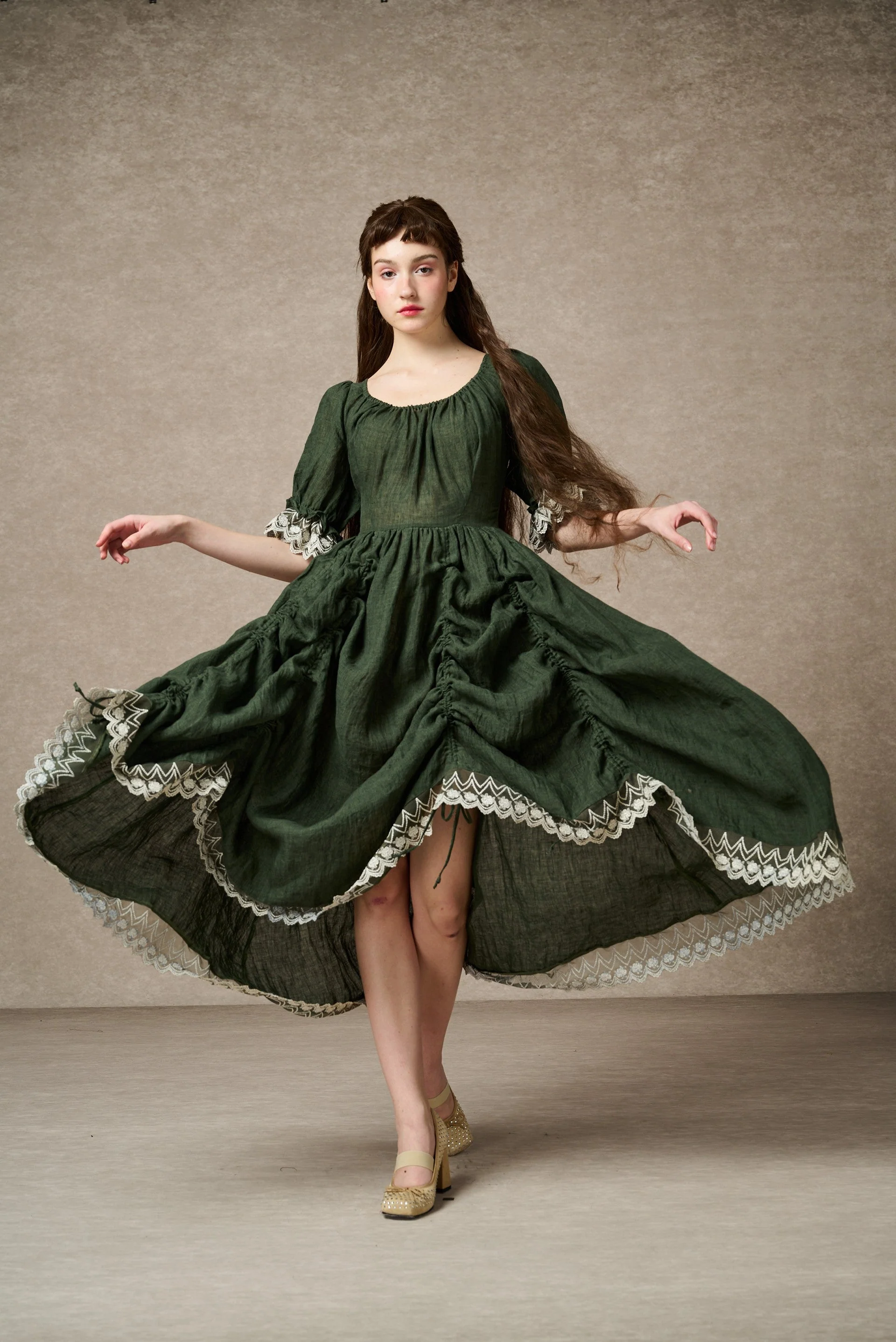 Elowen 27 | Lace Linen dress gown ( 2 way to wear ) - Image 28