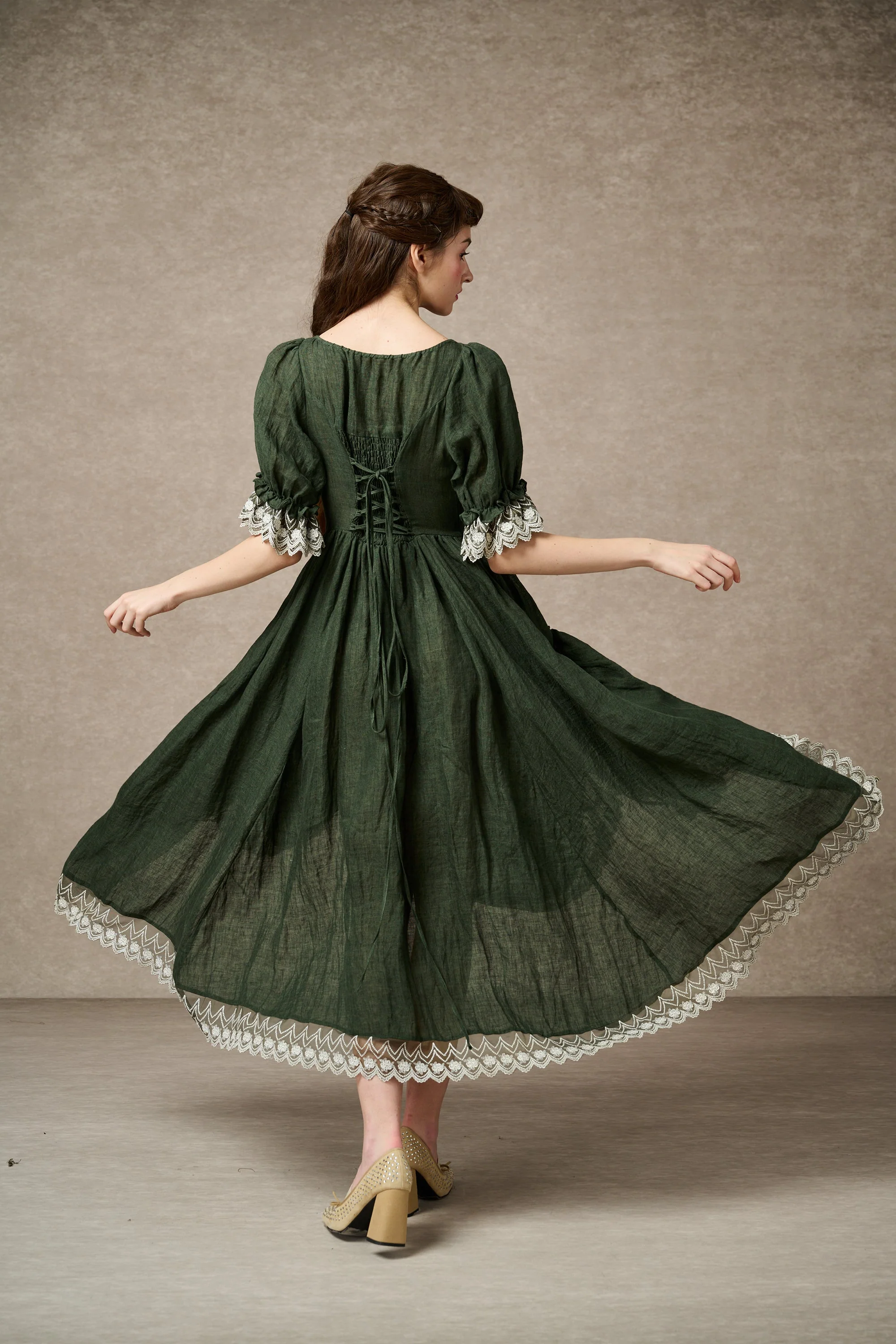 Elowen 27 | Lace Linen dress gown ( 2 way to wear ) - Image 29