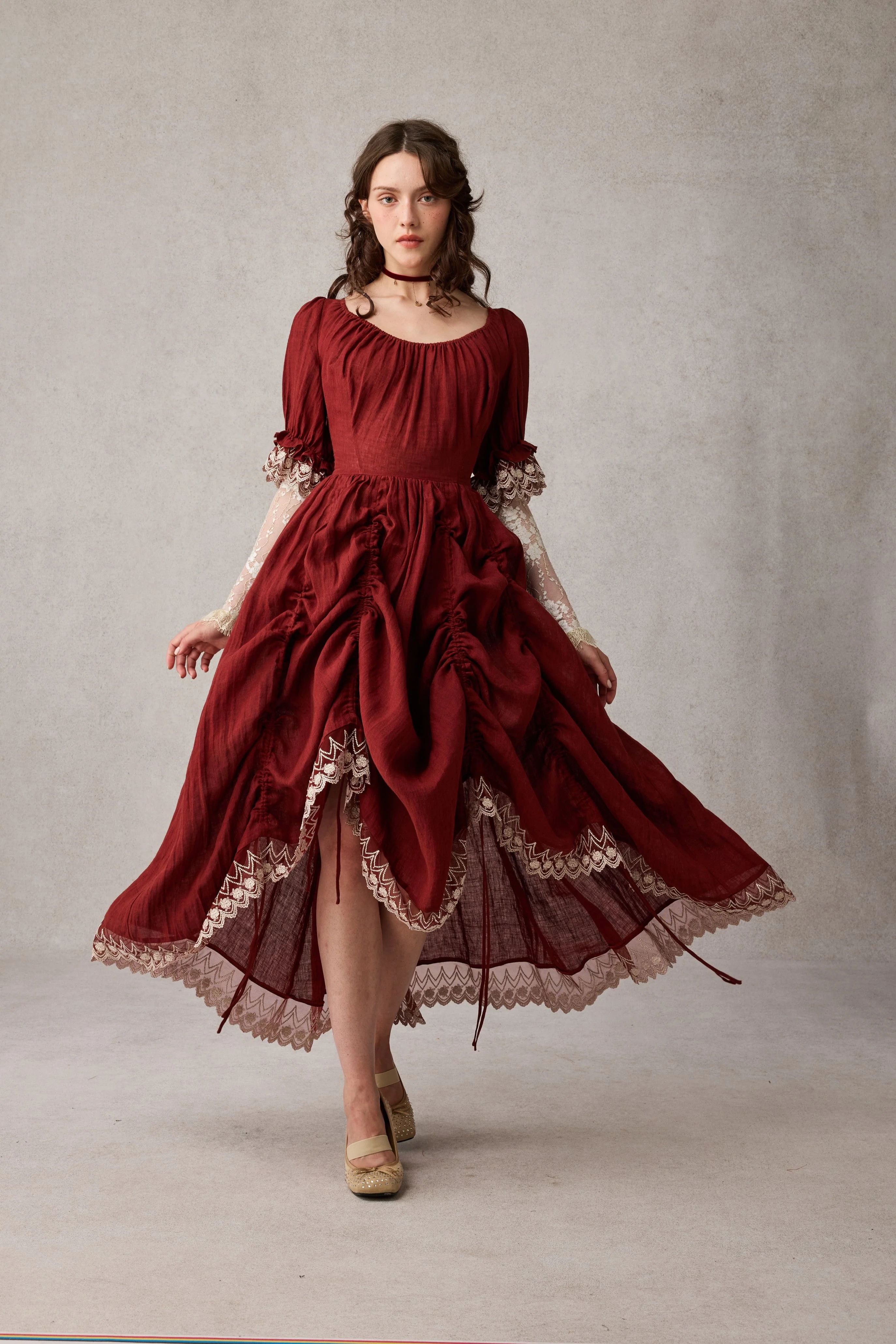 Elowen 27 | Lace Linen dress gown ( 2 way to wear ) - Image 53