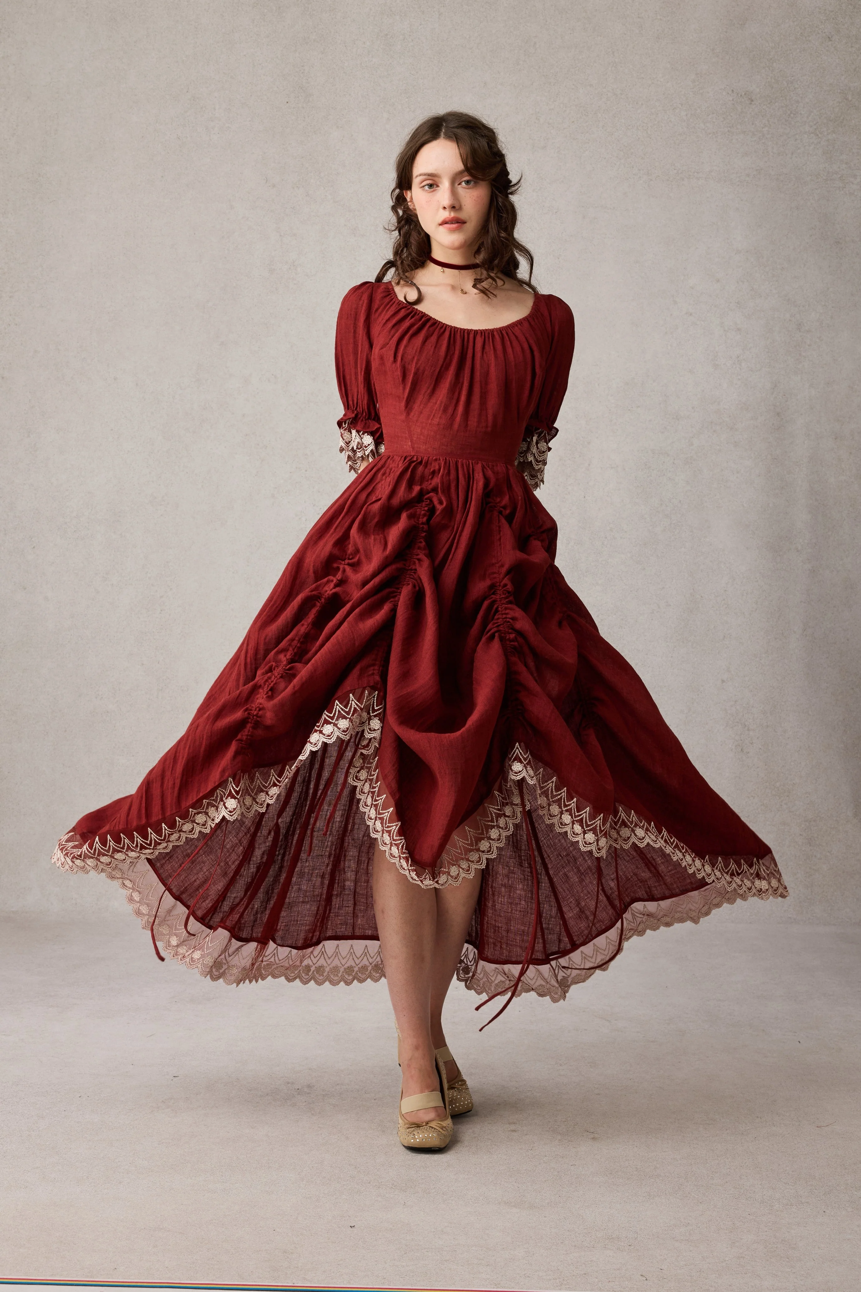 Elowen 27 | Lace Linen dress gown ( 2 way to wear ) - Image 54
