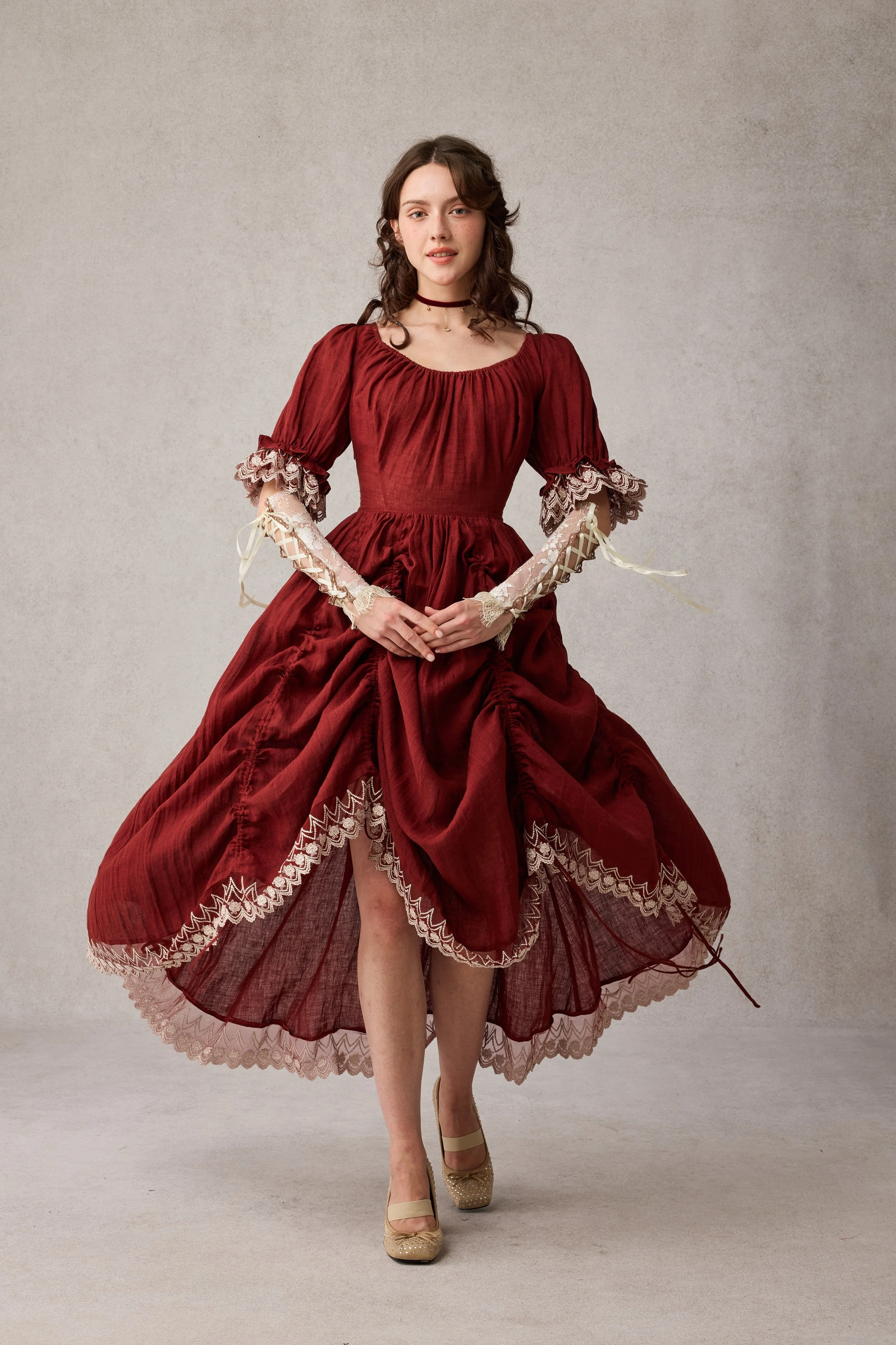 Elowen 27 | Lace Linen dress gown ( 2 way to wear ) - Image 30