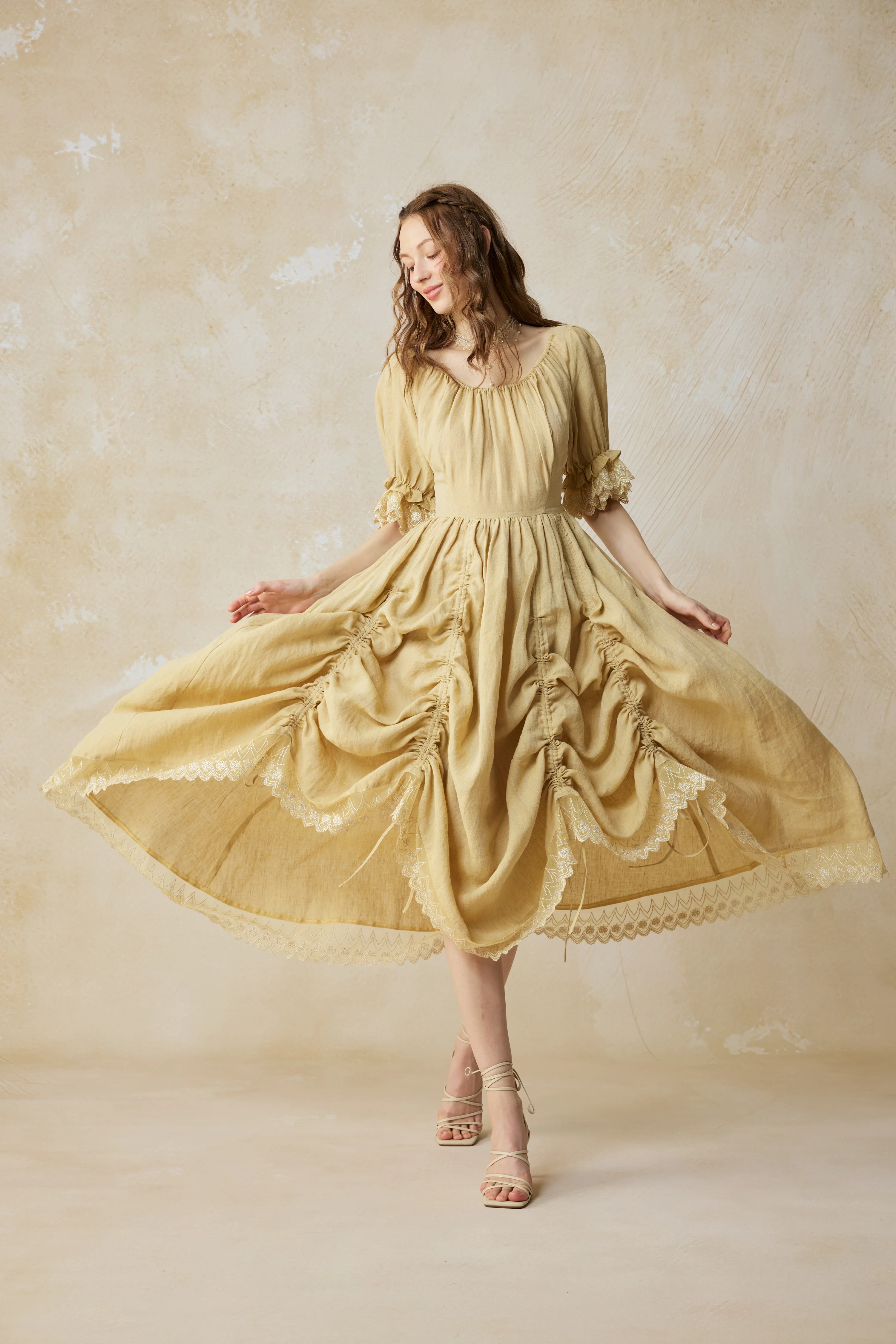 Elowen 27 | Lace Linen dress gown ( 2 way to wear ) - Image 43