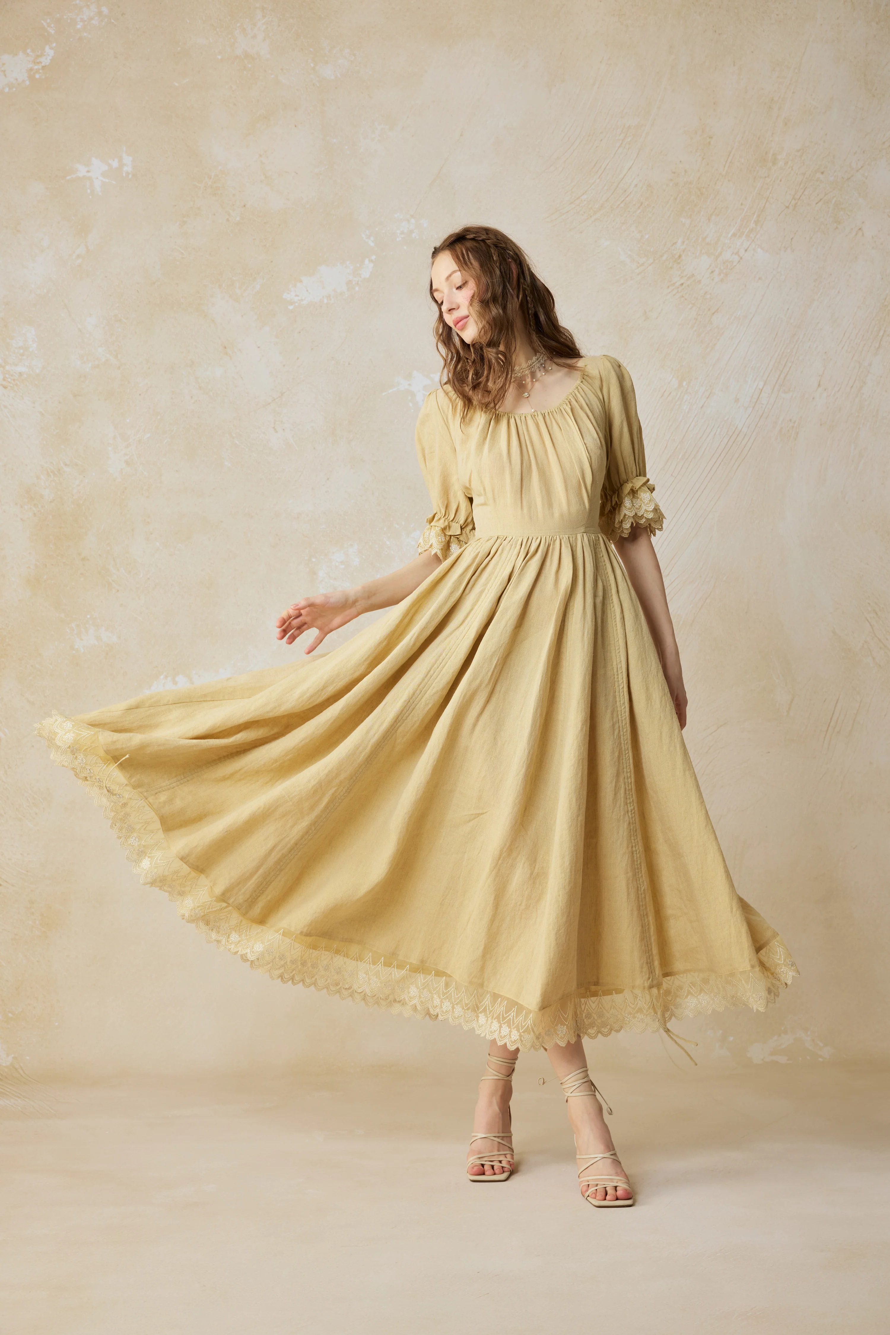 Elowen 27 | Lace Linen dress gown ( 2 way to wear ) - Image 45