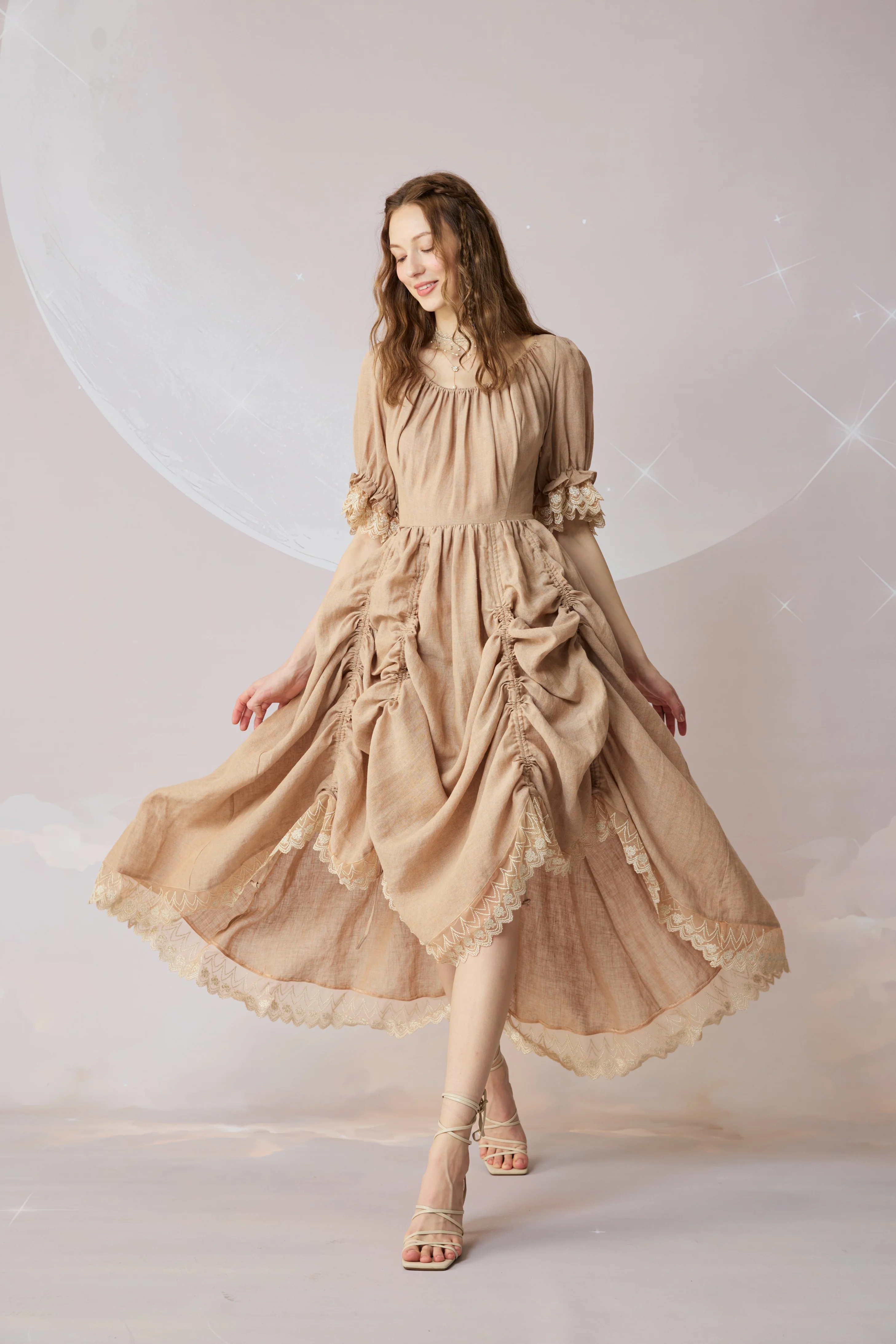 Elowen 27 | Lace Linen dress gown ( 2 way to wear ) - Image 47