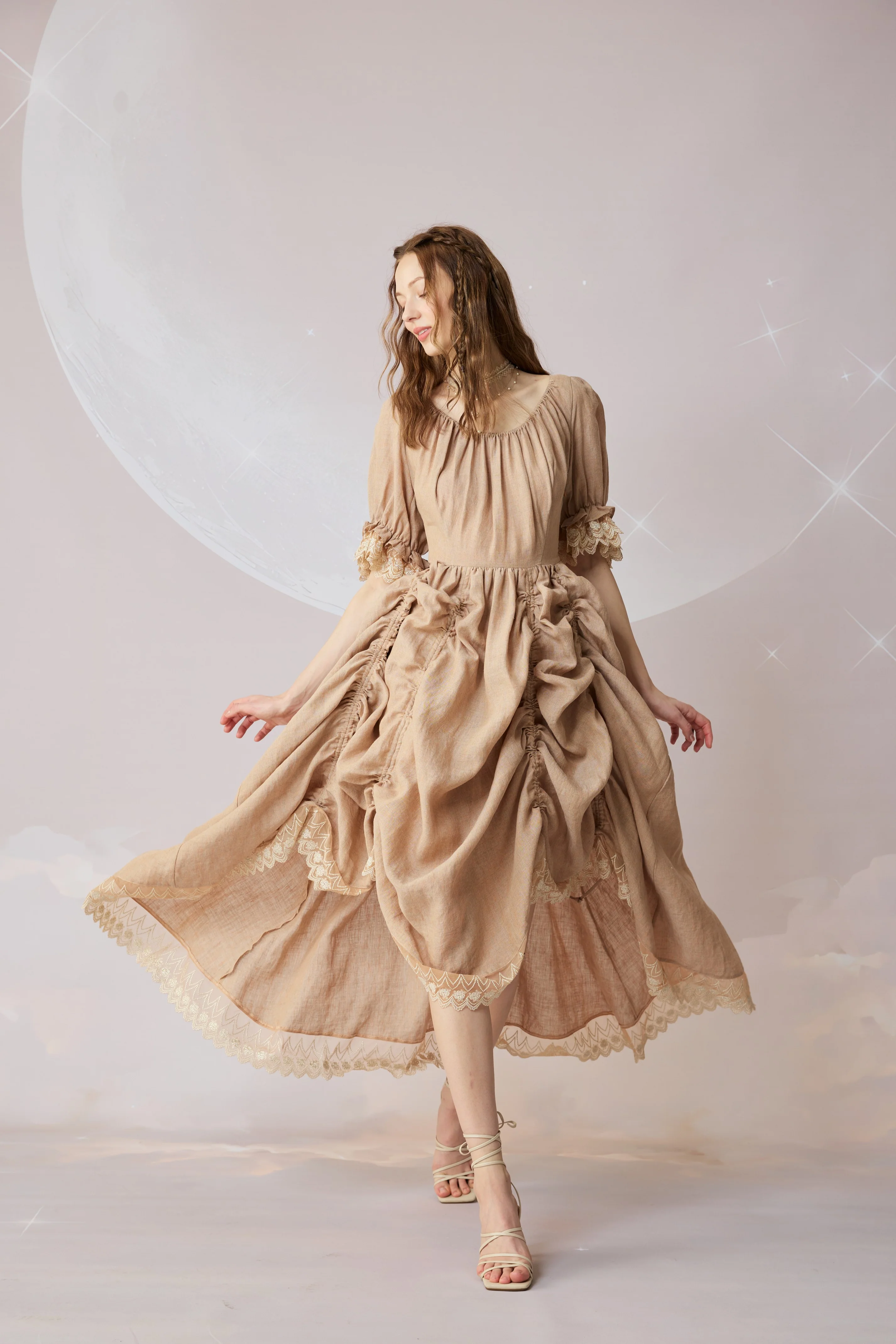 Elowen 27 | Lace Linen dress gown ( 2 way to wear ) - Image 49
