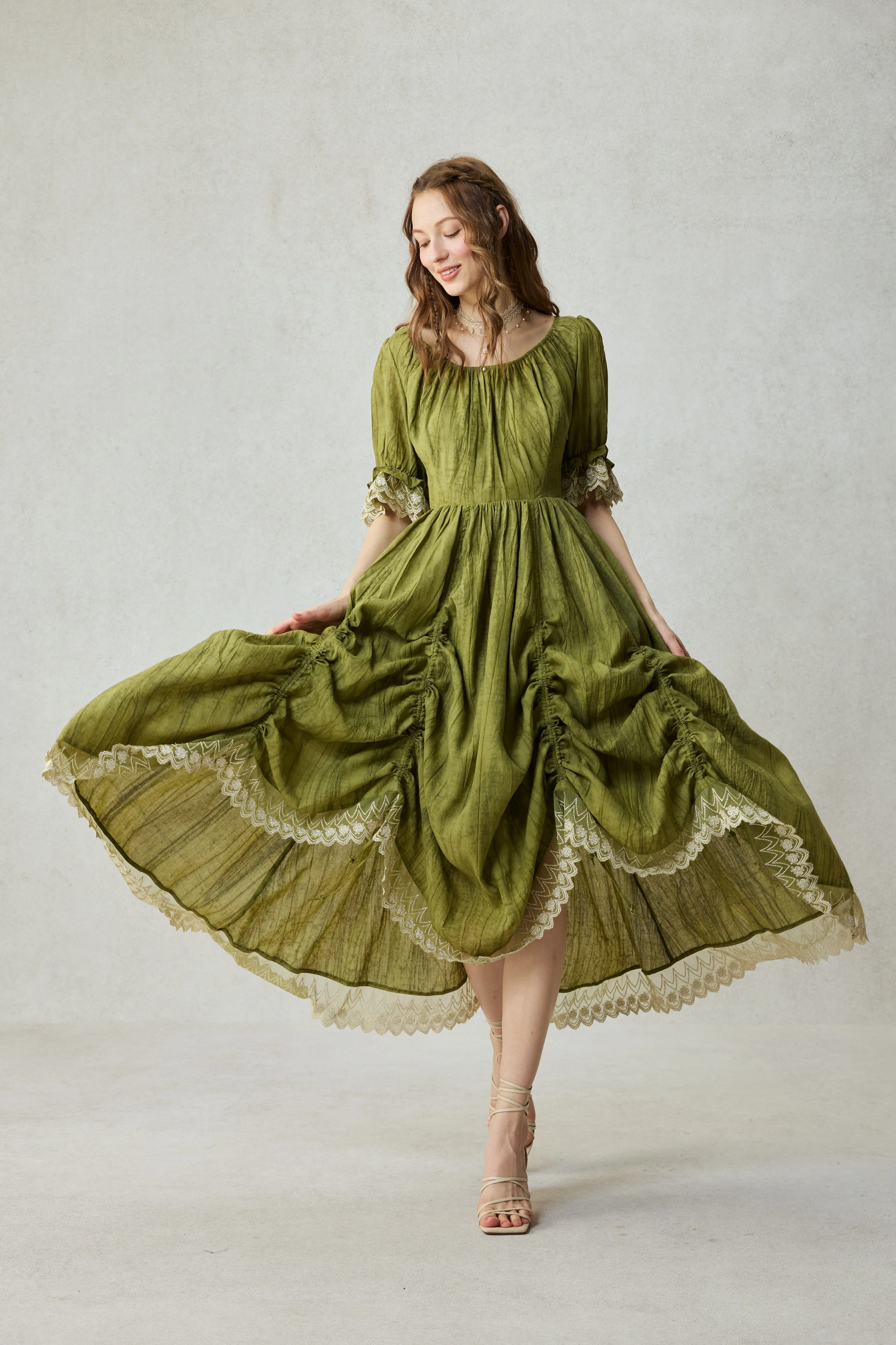 Elowen 27 | Lace Linen dress gown ( 2 way to wear ) - Image 36