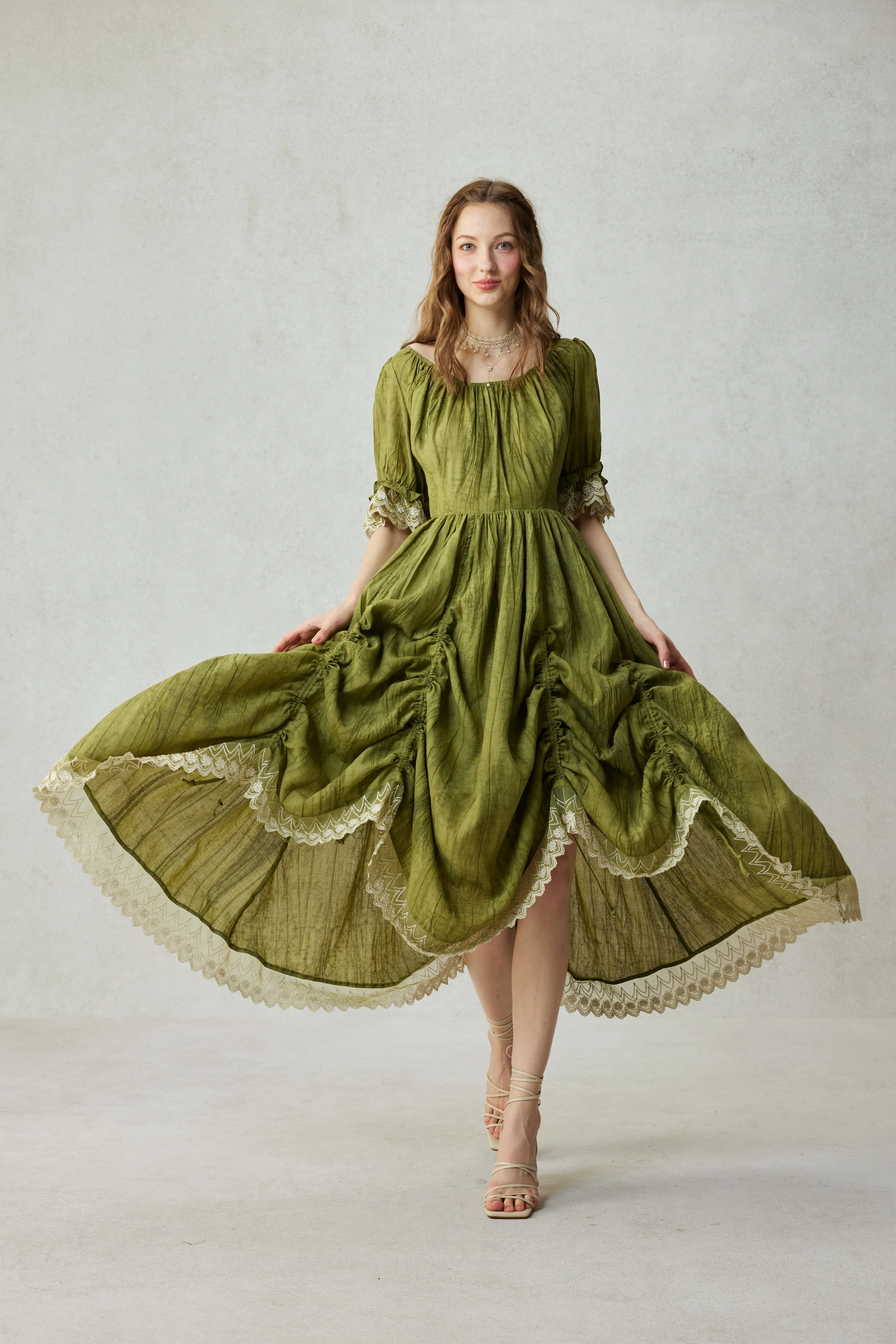 Elowen 27 | Lace Linen dress gown ( 2 way to wear ) - Image 38
