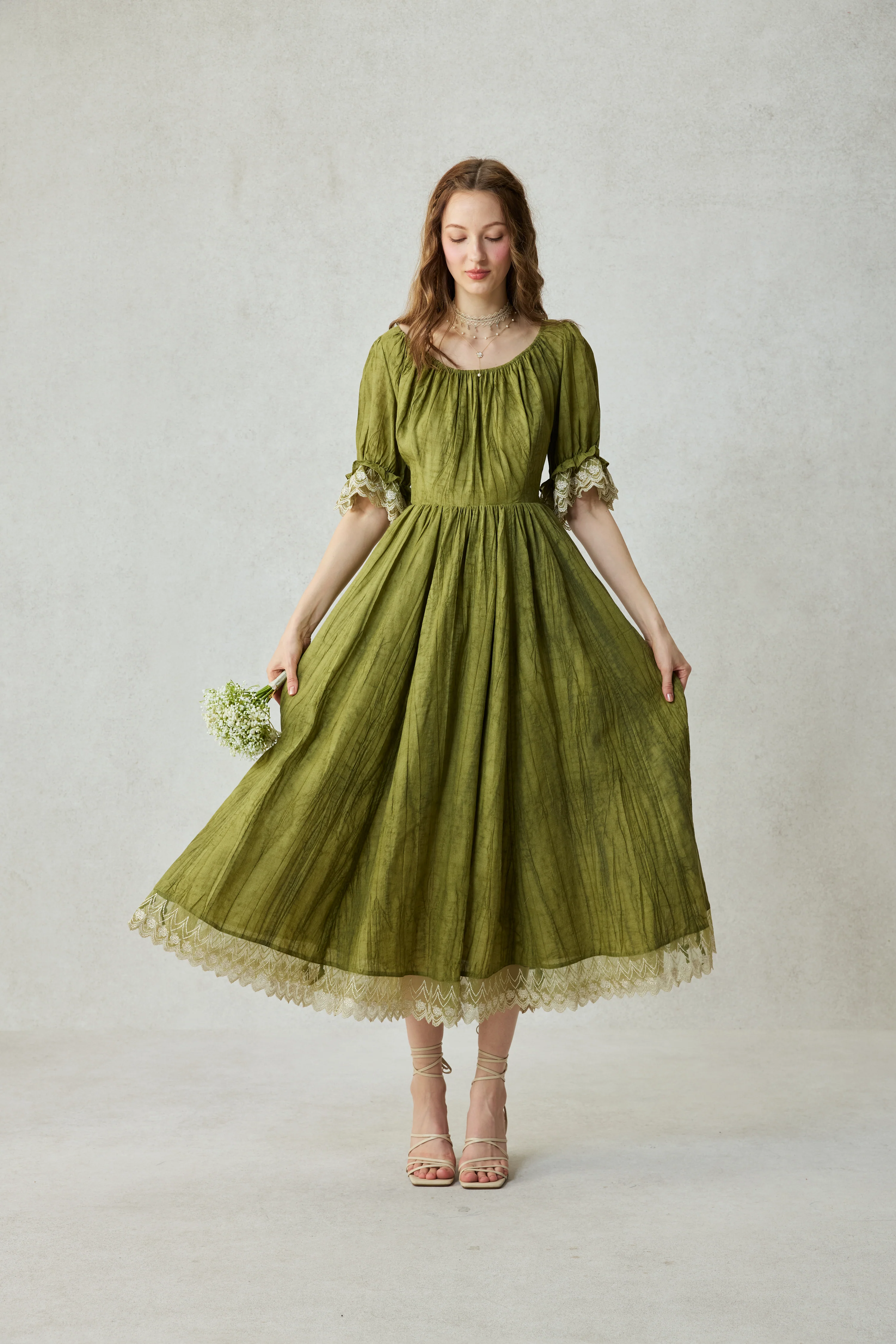 Elowen 27 | Lace Linen dress gown ( 2 way to wear ) - Image 35
