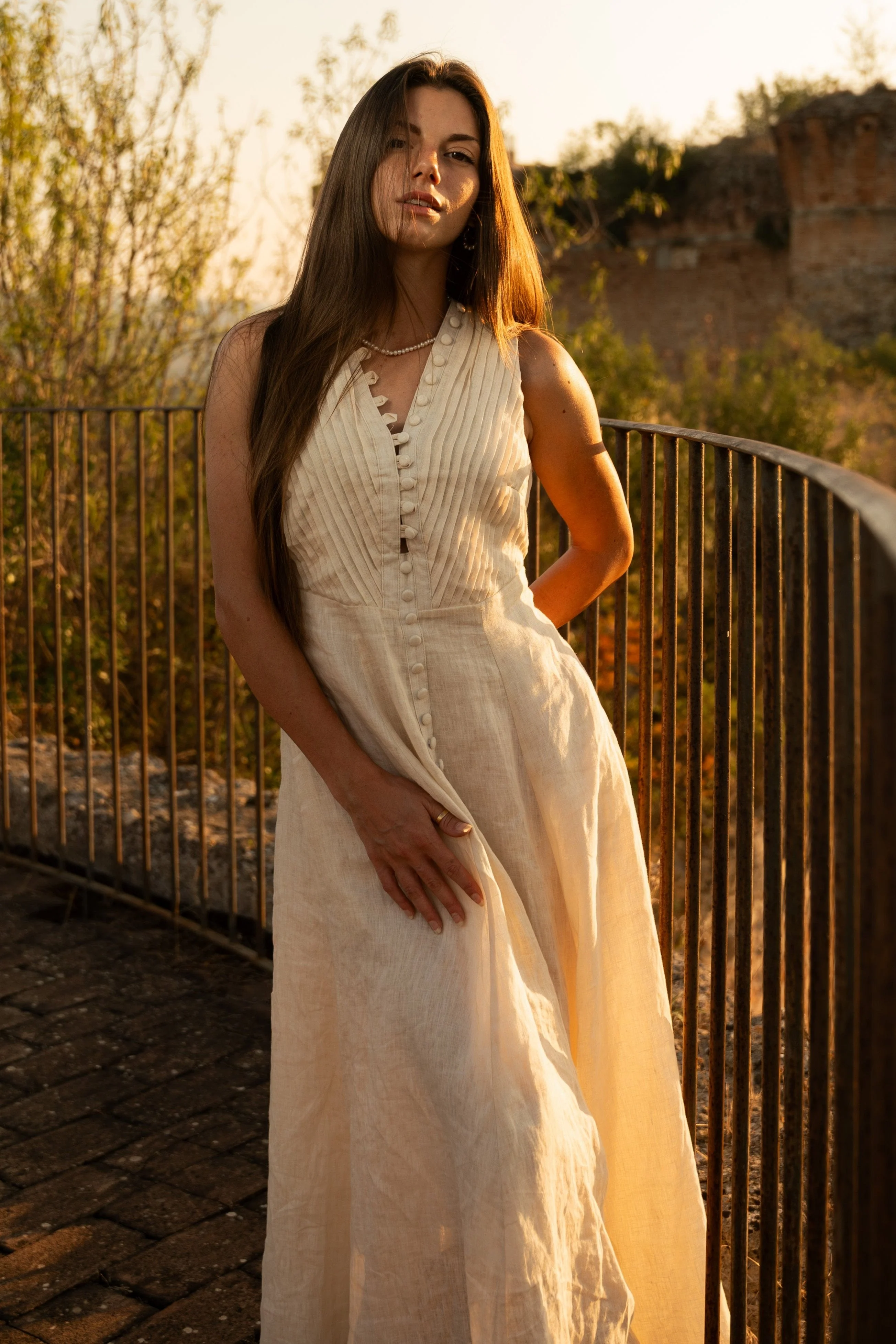 Rebecca 18 | Pleated Maxi Linen Dress - Image 5