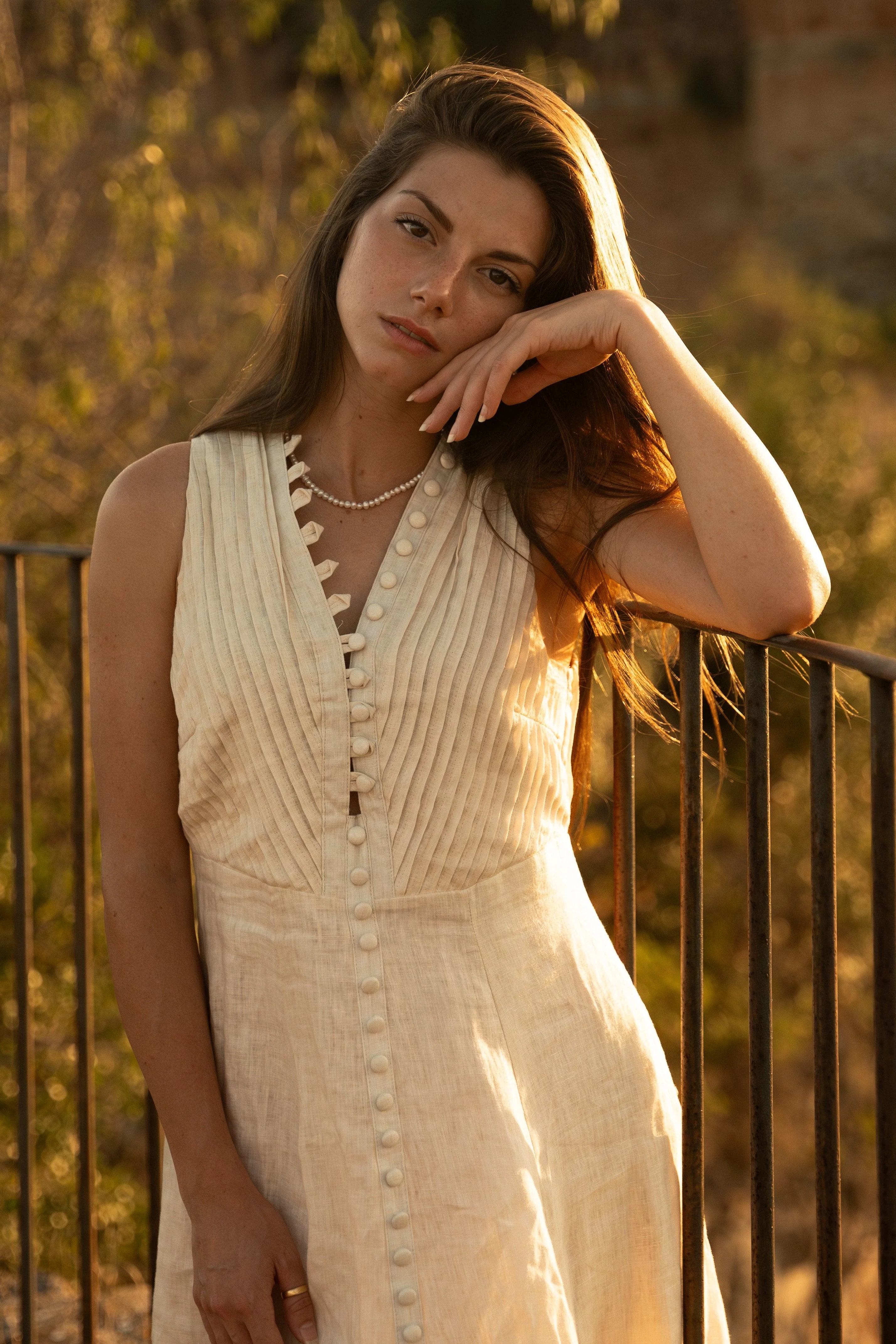 Rebecca 18 | Pleated Maxi Linen Dress - Image 6