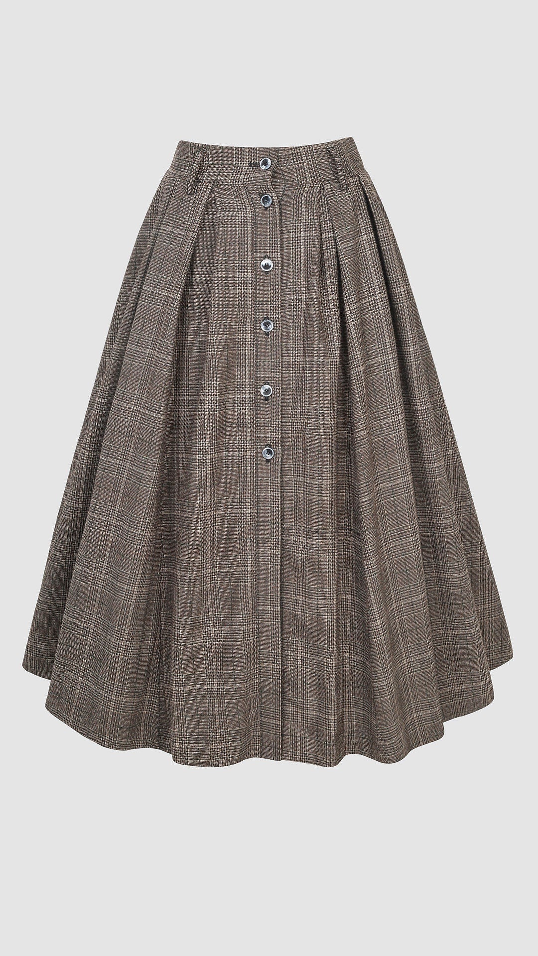 Santal 3 | Retro Plaid Midi Wool Skirt - Image 14