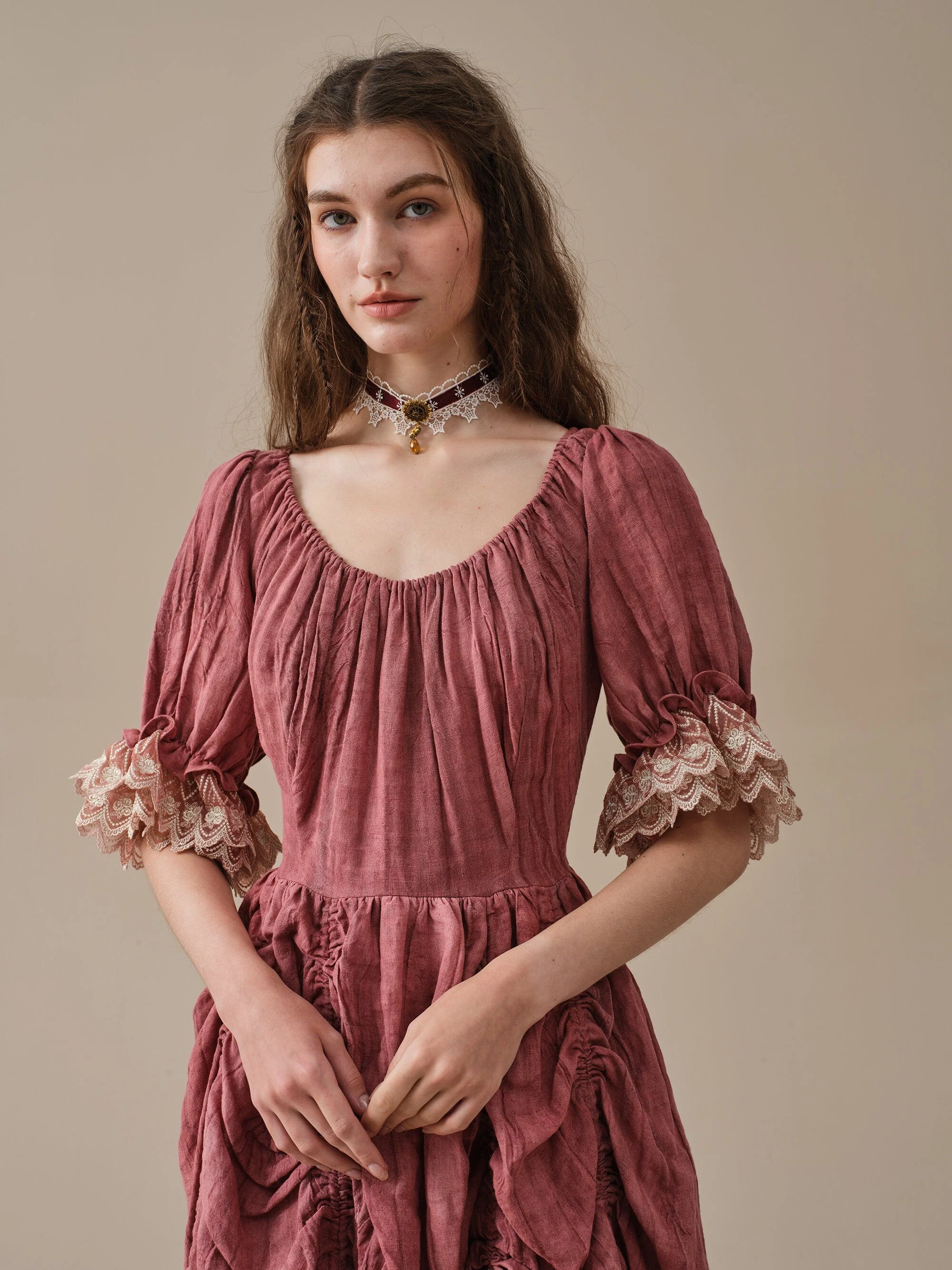 Elowen 27 | Lace Linen dress gown ( 2 way to wear ) - Image 3